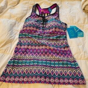 NWT Free Country 4/6 Island Lace up , racetrack Tankini swim top